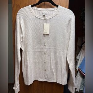 A New Day Light Beige Ribbed Cardigan